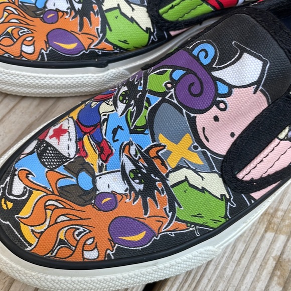 Converse Comic Graffiti Cartoon Graphic Slip On Shoes/Sneakers Size M4/W5.5 - Picture 2 of 12